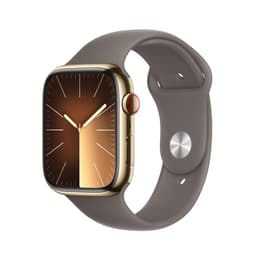 Apple Watch Series 9 45mm - GPS + Cellularモデル - ステンレススチール ゴールド ケース- スポーツバンド