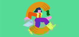 illustration of buyback, two hands trading phone for money